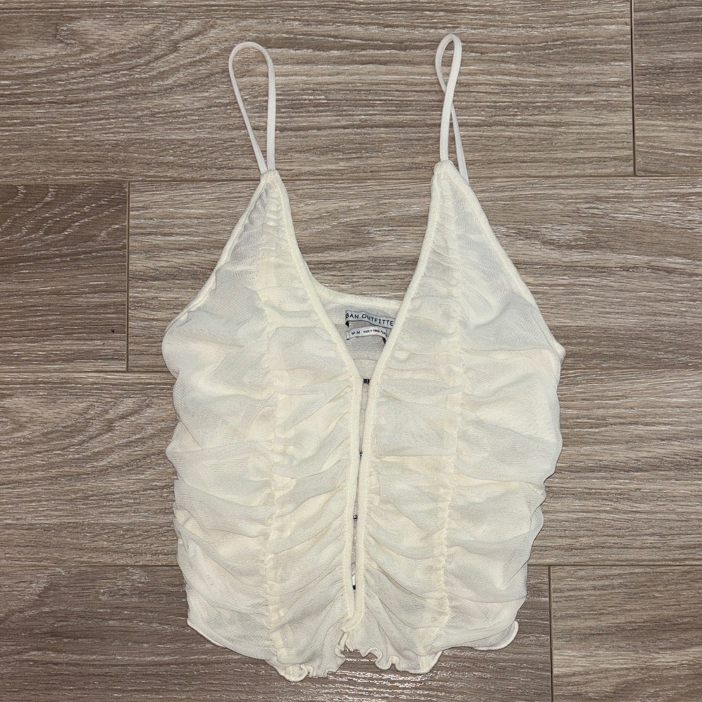 Urban Outfitters Cream Ruched Camisole Top